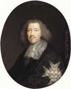 Portrait Of A Gentleman, Half
Length, Wearing A Black Embroidered Jacket And The Order Of The
Saint-esprit, Said To Be Michel Le Tellier, Marquis De Louvois by Philippe de Champaigne