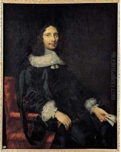 Portrait De Jean Baptiste Colbert Assis A Son Bureau