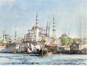 Yeni Jami and St Sophia from the Golden Horn