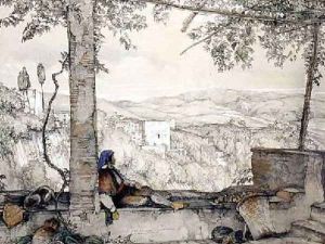 Sierra Nevada and part of the Alhambra from the Adarves by John Frederick Lewis
