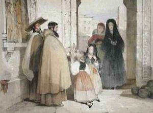 Mendicant Monks Receiving Alms by John Frederick Lewis