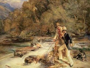 Landseer and Lewis Fishing by John Frederick Lewis