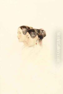 Head study of two young women, looking to the left by John Frederick Lewis