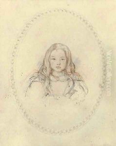 Sketch of a young girl by John Frederick Lewis