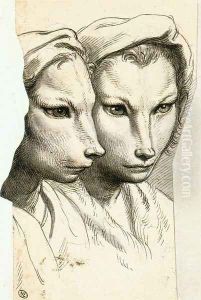 Physiognomic Heads Inspired by a Weasel c. 1670 by Charles Le Brun