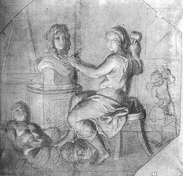 Allegory- Sculpture Working on the King's Bust - view 1