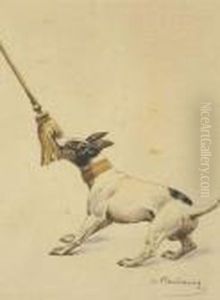 Chiens < Jack Russel > Jouant by Charles Fernand de Condamy