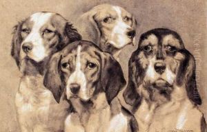 Quatre Chiens De Chasse by Charles Fernand de Condamy