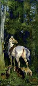 Cheval Et Chiens Au Repos Cheval Et Chiens Au Repos