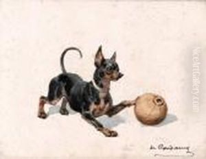 < Chien A La Balle >. by Charles Fernand de Condamy