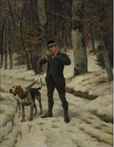 "valet De Limier Allumant Sa Pipe". "valet De Limier Allumant Sa Pipe".