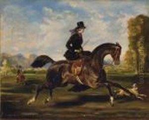Amazone Dans Une Prairie by Alfred De Dreux