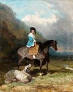 Jeune Amazone Et Chien Saint-bernard Couche