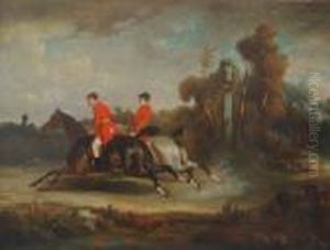 Chasseurs A Courre En Foret De Compiegne by Alfred De Dreux