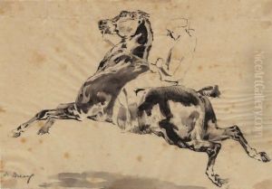 Grand Galop, Cheval Avec Ebauche Du Jockey by Alfred De Dreux