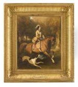 Amazzone A Cavallo Con Levriero by Alfred De Dreux