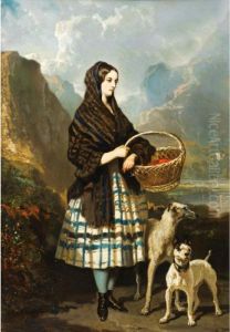 Jeune Femme Aux Chiens by Alfred De Dreux