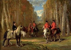 Rendez-vous De Chasse A Chantilly by Alfred De Dreux