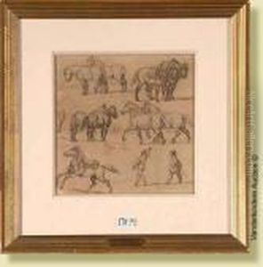 Etudesde Percherons, Encre Sur Papier Etudesde Percherons, Encre Sur Papier