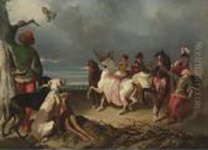 The Falcon Hunt by Alfred De Dreux