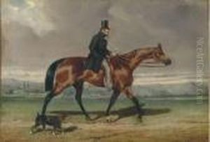 A Gentleman Out Riding On A Bay Horse With A Terrier