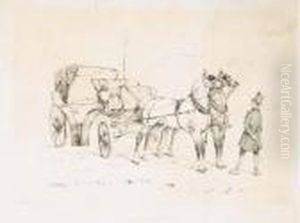 L'attelagecouple De Cavaliers by Alfred De Dreux