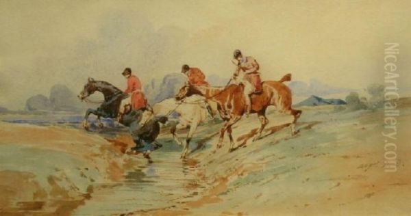 Chasse A Courre: Le Passage Du Ruisseau - view 1