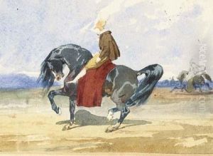 Un Cavalier Dans Un Paysage De Profil A Gauche by Alfred De Dreux