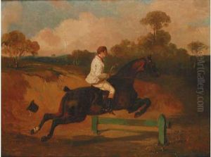 "le Saut De La Barriere". by Alfred De Dreux