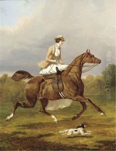 A Lady Riding Side Saddle by Alfred De Dreux