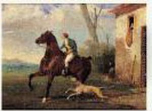 Cavalier, Suivi D'un Levrier, Sortant D'une Ecurie by Alfred De Dreux