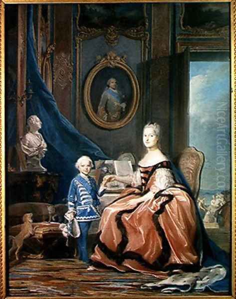 Portrait of Marie-Josephe de Saxe 1731-67 Dauphine of France and her son Louis Joseph Xavier de France 1751-61 Duke of Burgundy, c.1760-61 - view 1