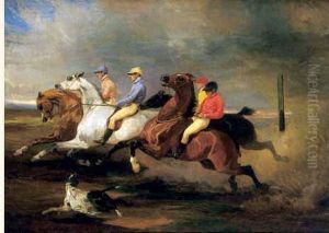 Le Depart De La Course. by Alfred De Dreux