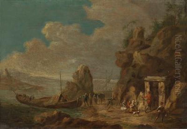 Coastal Landscape With Figures Unloading Aboat - view 1