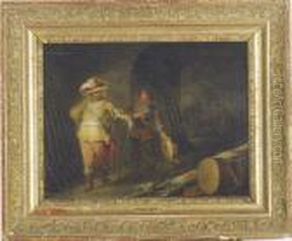An Officer And Soldiers In A Guardroom - view 1
