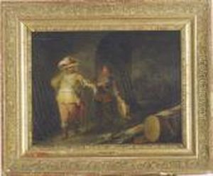 An Officer And Soldiers In A Guardroom by Franz Ferg