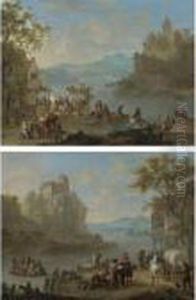 A Mountainous River Landscape by Franz Ferg