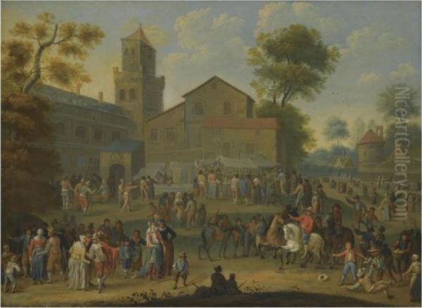 A Landscape With A Busy Market Scene - view 1
