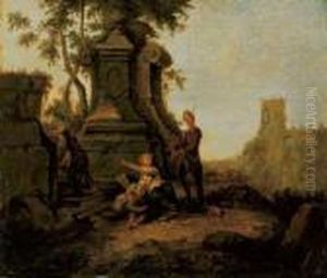 Landliche Szene Mit Ruinen by Franz Ferg