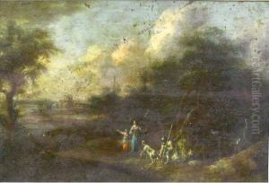 Attrib. - Landscape With Figures And A Dog
