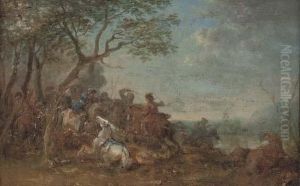 A Cavalry Skirmish by Franz Ferg