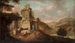 An Italianate Landscape With Figures By Ruins An Italianate Landscape With Figures By Ruins
