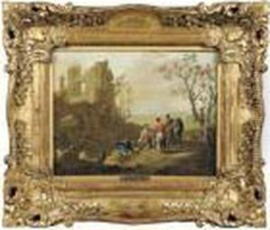 Paesaggio Italianizzante Con Rovine, Pastori E Pecore by Franz Ferg