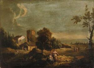 A Landscape With Peasants By A Ruined Tower