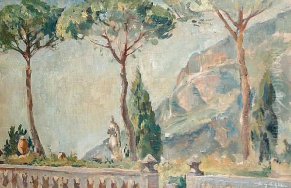 Italian Gardens With Mountain Beyond - view 1
