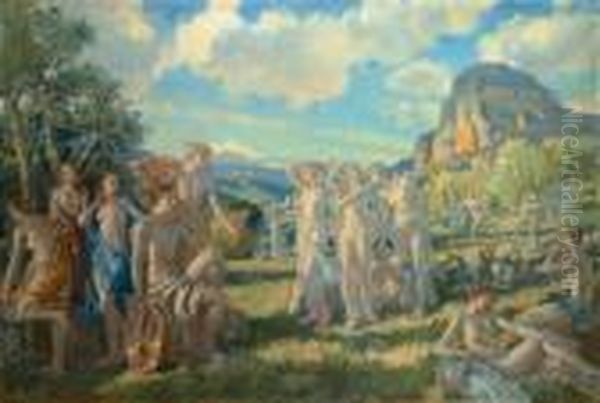 The Poet, Accompanied By Some Of The Muses, Finds Inspiration In Nature - view 1