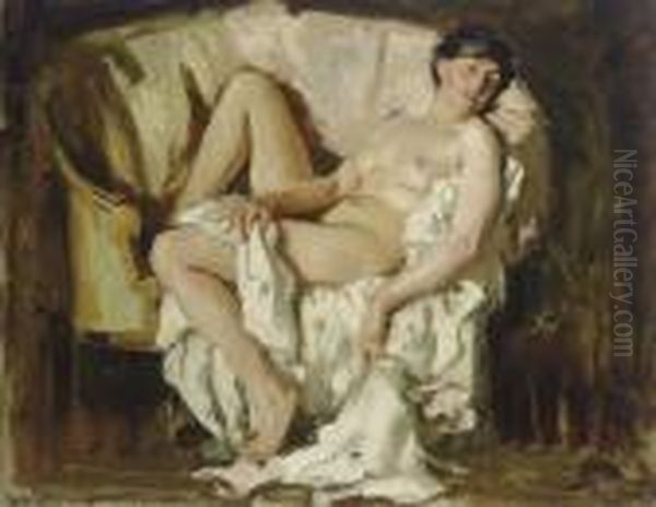 A Reclining Female Nude In The Artist's Studio by Wilfred Gabriel De Glehn
