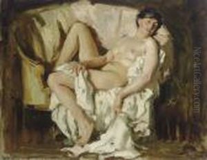 A Reclining Female Nude In The Artist's Studio thumbnail