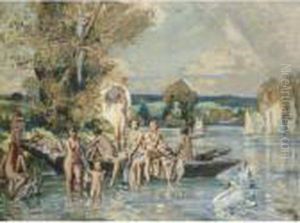 A Swim In The Pond by Wilfred Gabriel De Glehn