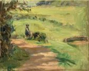 A Lady Seated In A Sunlit Landscape A Lady Seated In A Sunlit Landscape
